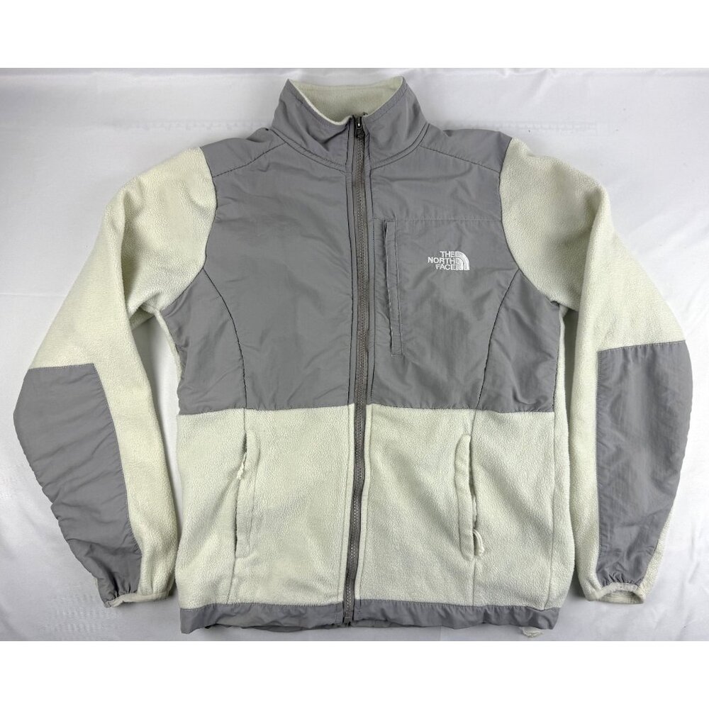 The North Face Womens Size M Full Zip Denali Fleece Jacket White & Gray Athletic